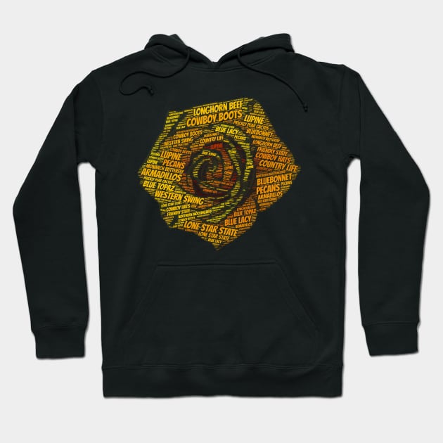 Yellow Rose Texas Symbols Word Cloud Hoodie by BubbleMench